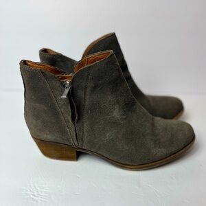Lucky Brand Brenon Women’s Double Zipper Suede Gray Ankle Boots
